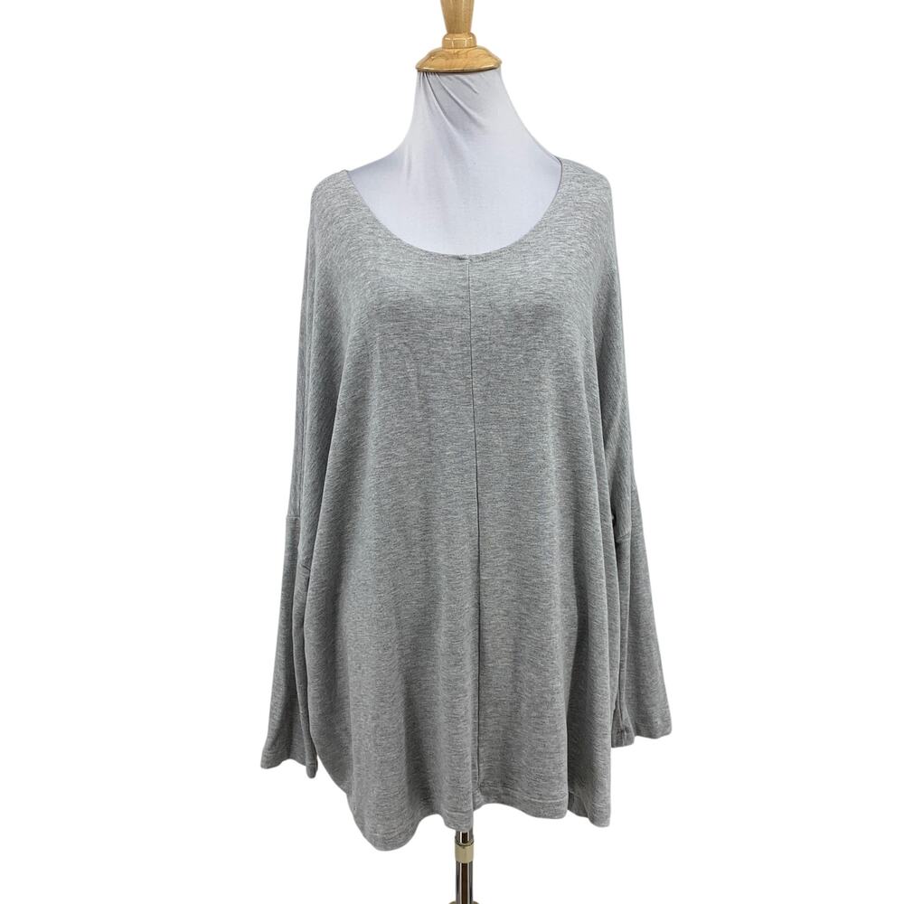 Bryn Walker Top Womens M/L Gray Siro Rayon Stretch Oversized Batwing Sleeve